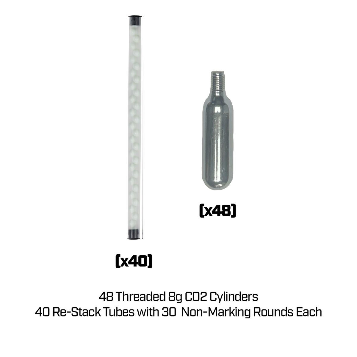 Munitions marquantes bleues TPAK UNIT9 — lot 40 tubes x30 billes + 48 CO2 8g