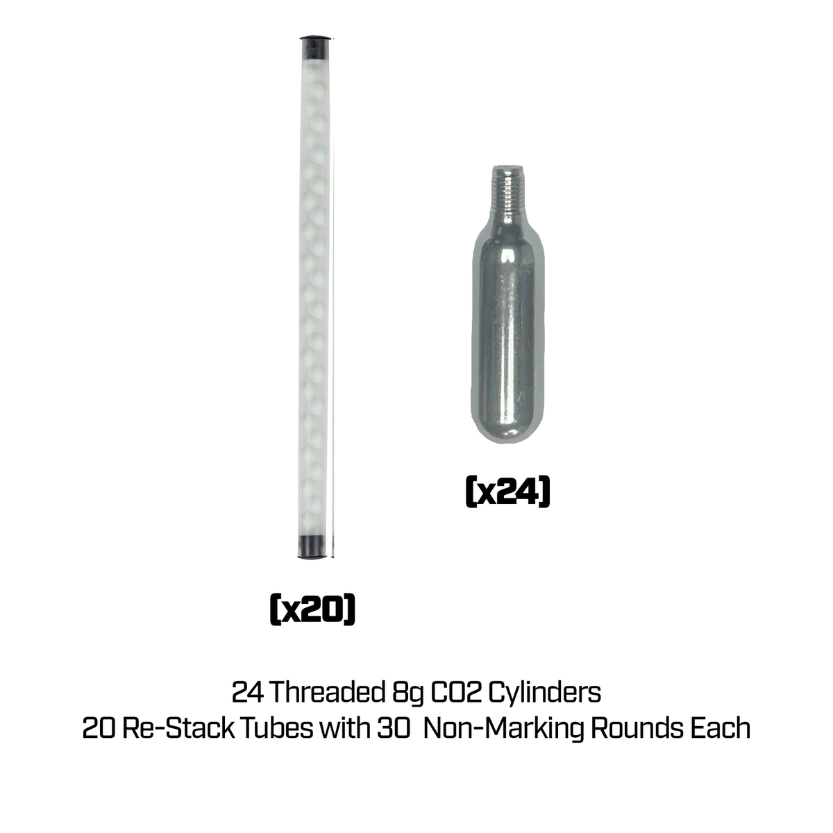 Munitions marquantes bleues TPAK UNIT9 — lot 20 tubes x30 billes + 24 CO2 8g