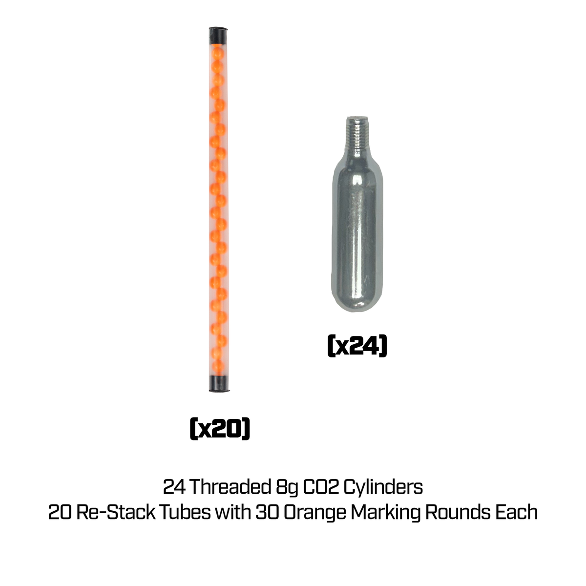 Munitions TPAK UNIT9 — détail tube Re-Stack 30 billes marquantes