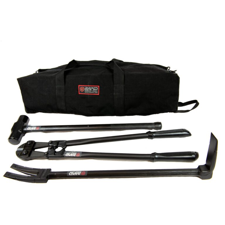 Kit RK RAT — détail outils effraction mécanique sac transport Cordura vue de face