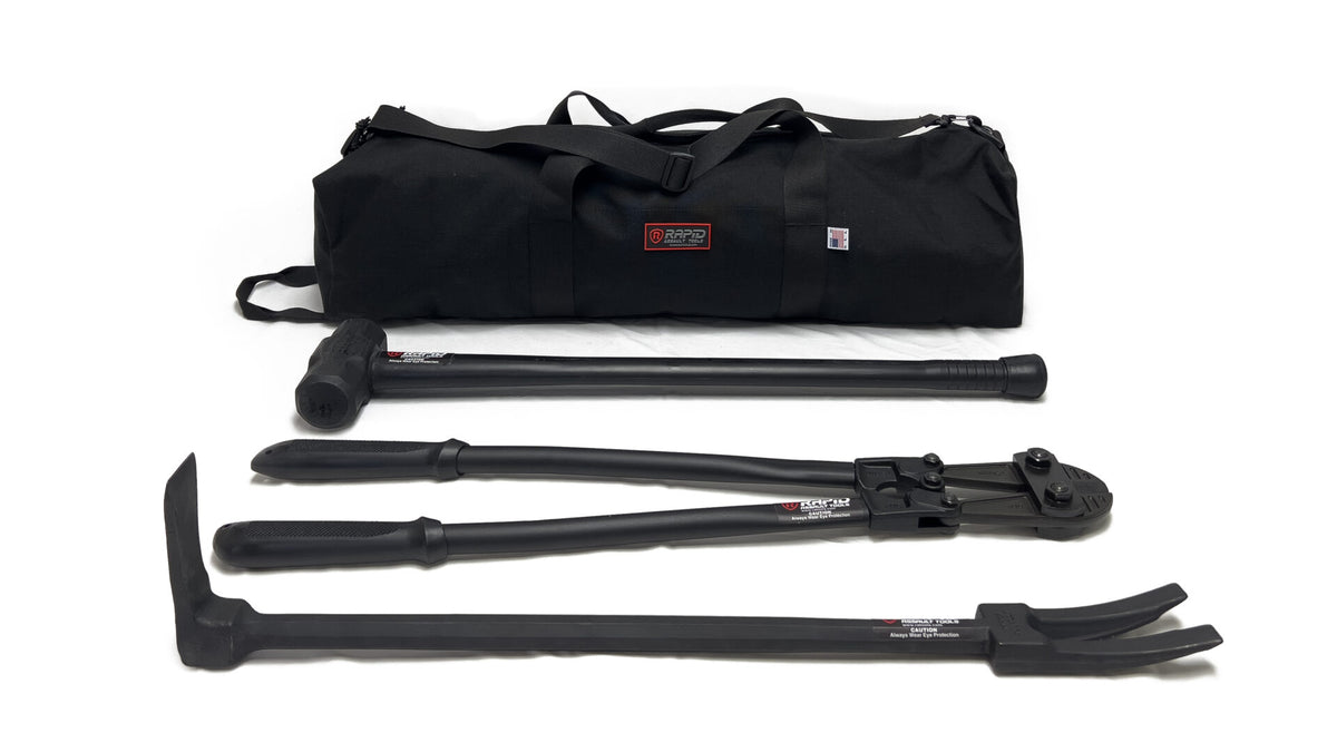 Kit RK Rapid Assault Tools — halligan, masse et coupe-boulons en sac Cordura DuPont