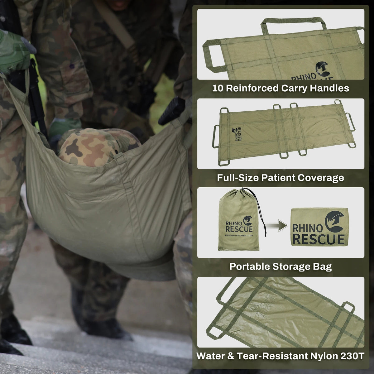Brancard d'Urgence Jetable — Civière Portable Tactique
