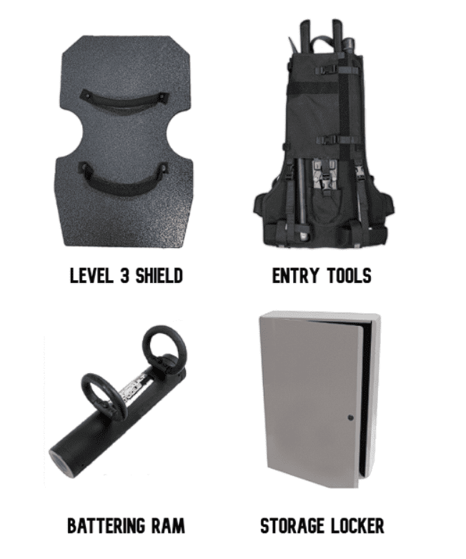 Kit réponse menace active RL5-SHIELD-3 — outils d'effraction RAT et bouclier balistique NIJ III